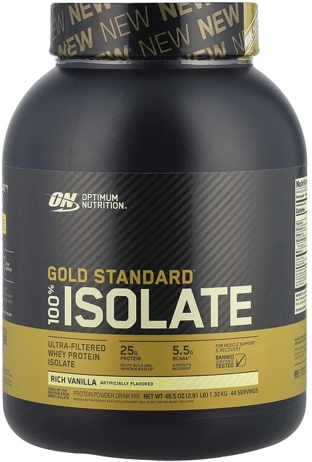 금방품절되요 Optimum Nutrition Gold Standard 100% Isolate 리치 바닐라 맛 1.32kg(2.91lb) 얼른서두르세요, 1.32kg, 1개 - 쿠팡
