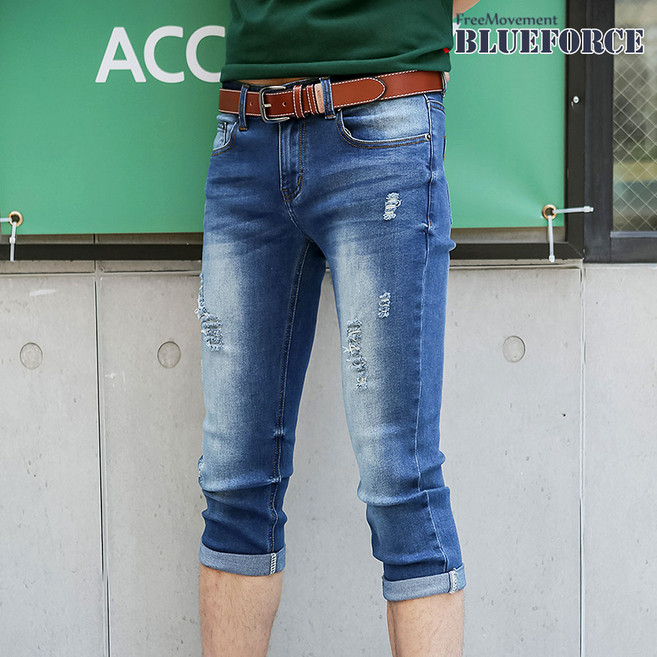 블루포스 코어가델 7부 청반바지 데님 팬츠