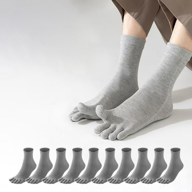 호밍사이 남성 발가락양말 땀흡수 속건 흡습 순면 발가락 중목 양말 통기성 양말 10켤레