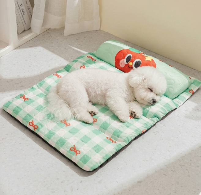 BUNNY PET 강아지 고양이 바스락 여름쿨매트 쿨방석 방수매트, 1개, 그린체크