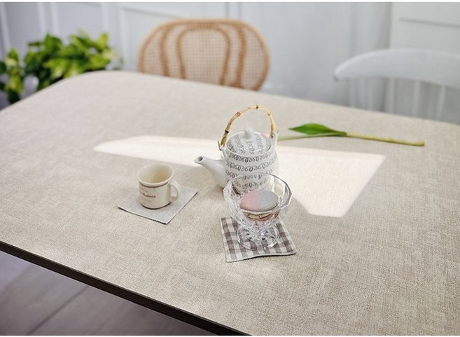 휴일애 맞춤제작 식탁 테이블 매트 북유럽풍 가죽 양면 린넨 17Color 식탁 유리대용 식탁보, AL-01(크림아이보리), 60cm/120cm, 1개