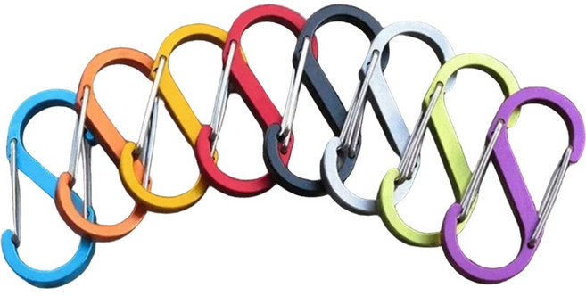 캠핑 비너 양방향 대형 S형 카라비너 알루미늄비너 강철비너 등산 (4 X 8.8cm 대형), 4개, 랜덤발송 카라비너