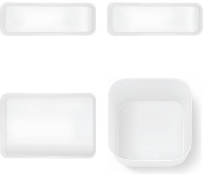 구디푸디 공간맞춤 칸막이 서랍정리함, 반투명 화이트색, 2개