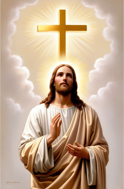 유화그리기 세트 십자가 앞에 기도하는 예수님 기독교, 40x60cm나무캔버스+물감+붓세트