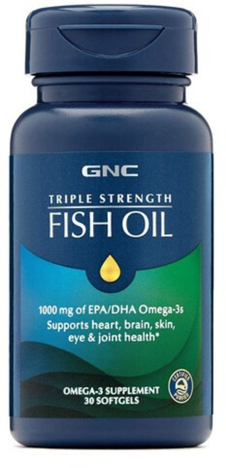 GNC 트리플 스트렝스 피쉬 오일 1000mg EPA DHA 오메가-3 소프트젤, 30정, 1개