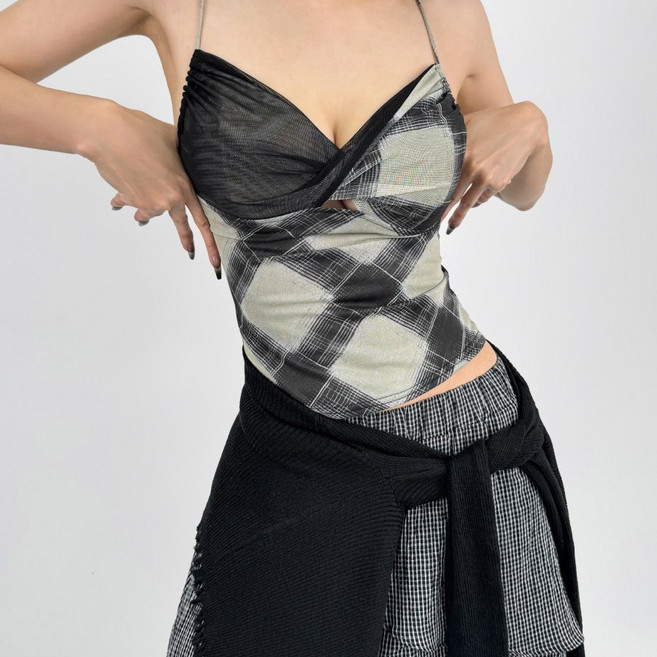 Asure 여성나시티 탱크탑 브이넥 이너나시 끈나시