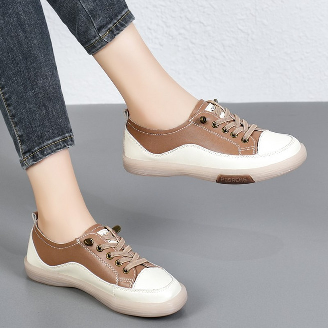 여성용 소가죽 펀칭 스니커즈 편안한 데일리 캐주얼 운동화