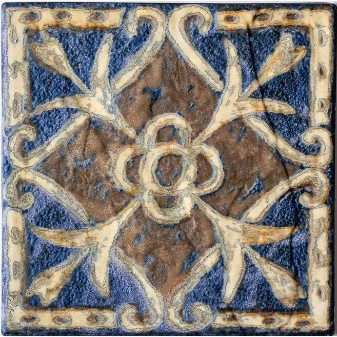 花磚 馬約利卡陶磚 Majolica Tiles 日本製 美濃燒 自黏壁磚 DIY馬賽克貼片 造型壁貼, 1個, 特倫特, 特倫特