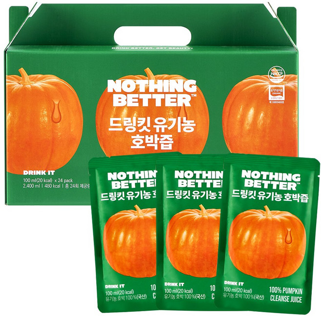 낫띵베럴 드링킷 유기농 호박즙, 100ml, 24개