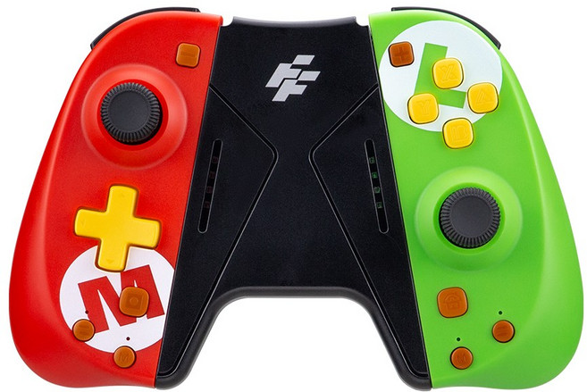 FlashFire Switch Joycon遊戲控制手把 巨集 連發 震動 陀螺儀 附握把架, S201MR瑪吉款(紅綠色), 1個, S201MR