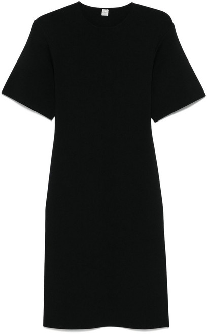 토템 반소매 니트 미디 드레스