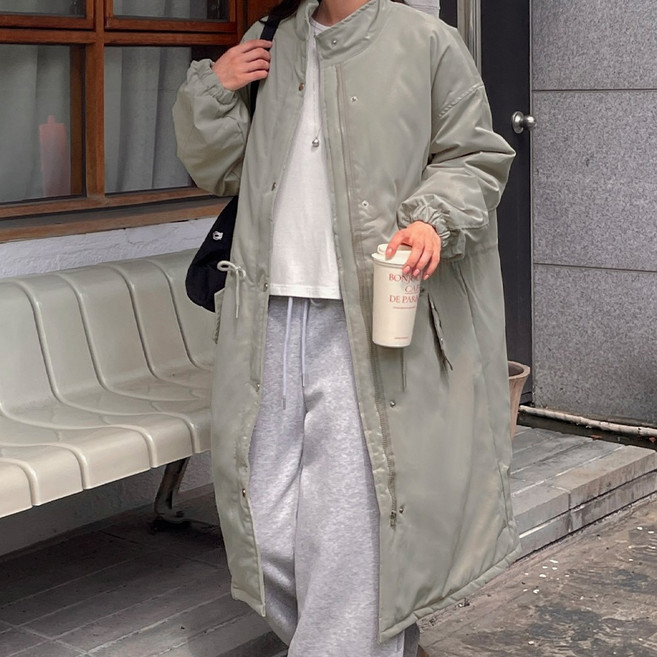 어던무드 여성 롱패딩 스트링 누빔 퀼팅 안감 겨울 아우터 야상 패딩