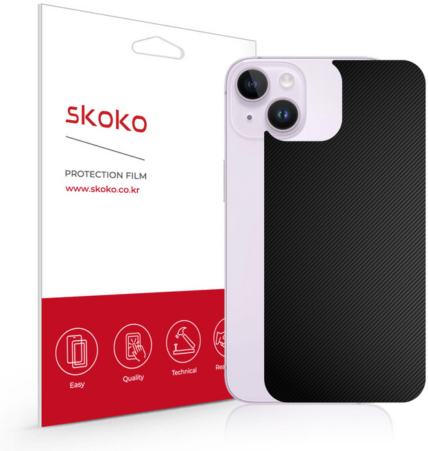 스코코 아이폰14 플러스 유니스킨 후면 외부보호필름, 레더_블랙, 없음