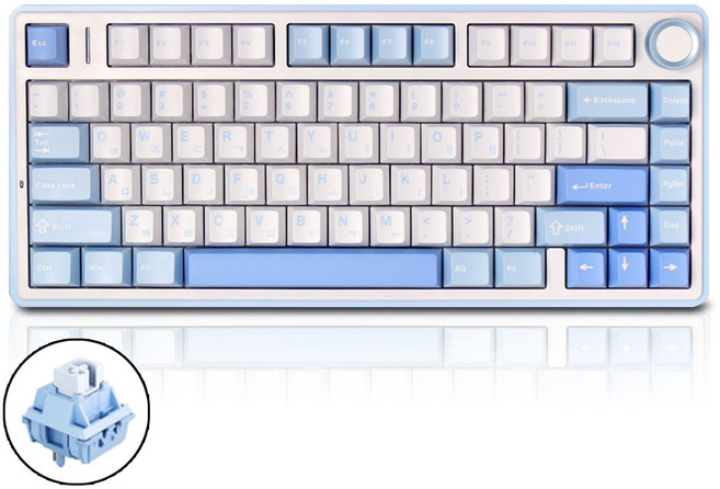 AULA F75 리니어 스위치 풀윤활 유무선 기계식 키보드 블루투스 키보드 독거미 키보드 타란튤라 키보드, 다크블루 경해축, 다크블루_경해축_한영키캡