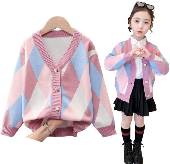 IEDUOS 여아 주니어 데일리 가디건 여 주니어 기모 코트 니트 자켓 초등학생 중학생 봄 가을 두꺼운 상의