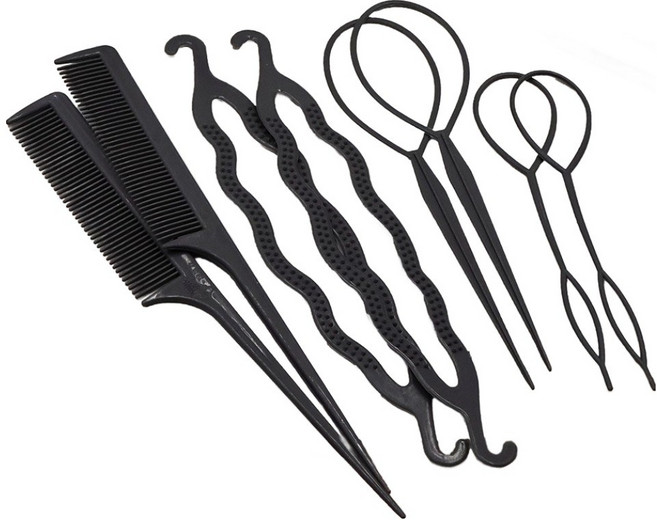 비단길 시슬 올림머리 헤어 스타일링도구 헤어가이드 4종 세트, 2세트, 블랙