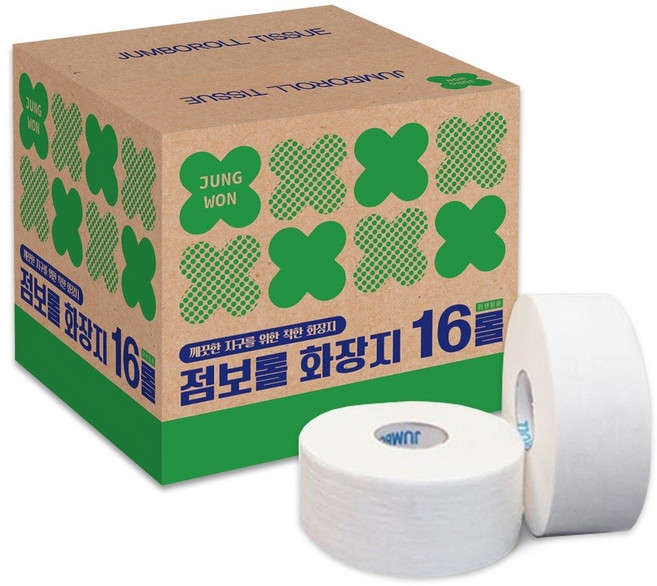 정원_도톰한 3겹 꽃데코 엠보싱 130M 점보롤 화장지 16롤/업소용 휴지, 1박스, 16롤