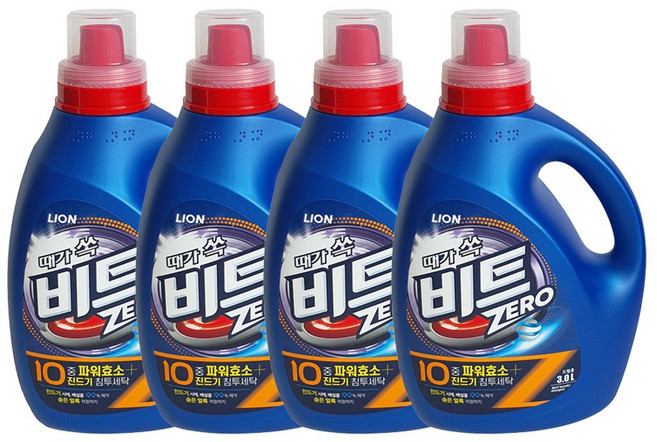 비트 제로 진드기 침투세탁 액체세제 드럼용 용기 3L, 4개