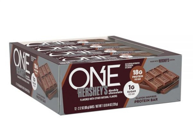 ONE Protein Bars 뉴 허쉬 더블 초콜릿 글루텐 프리 단백질 18g 및 설탕 3g 식료품 저장실 스테이플 60g(2.1온스) (12팩), ONE Protein Bars, 뉴 허쉬 더블 초콜릿,