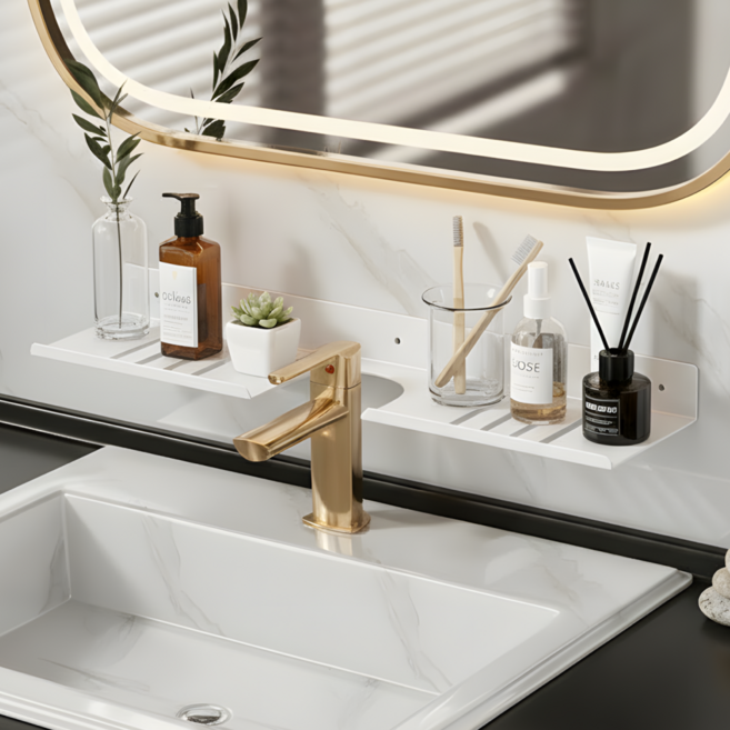 온리온라인 욕실 선반 수납 무타공 물빠짐 거치대, 화이트, 1개