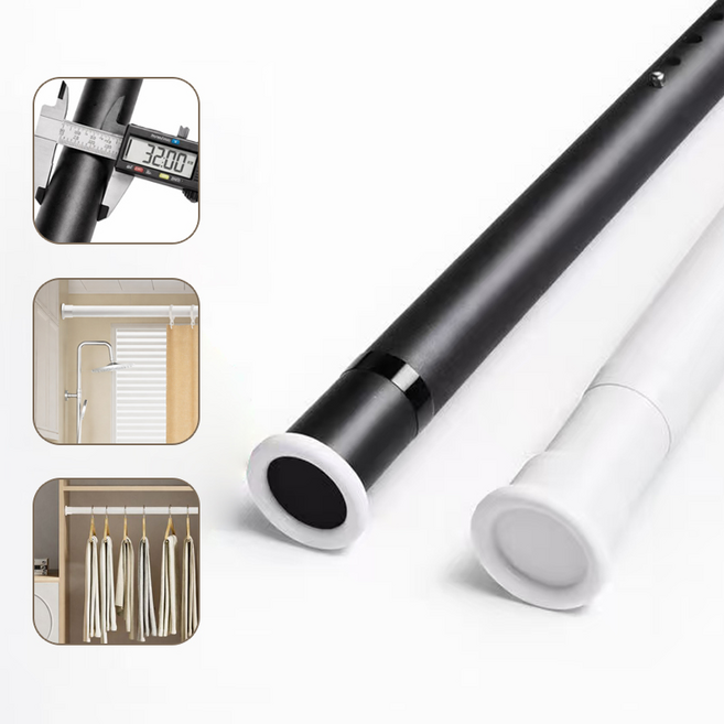 린보 다용도 길이조절 초강력 스프링 압축봉 32mm 튼튼한 스텐커튼봉 옷걸이봉, 펄 화이트