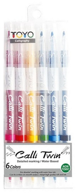토요 캘리그라피 트윈펜 6색 세트