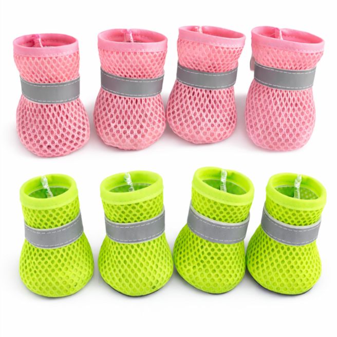 리비움 매쉬 강아지신발 패키지, 8개, 핑크 + 그린