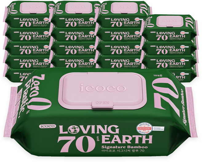 아이코코 도톰한 대나무 물티슈 시그니처 밤부, 70매, 20개