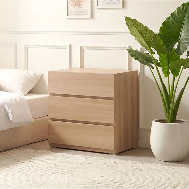 리버퍼니쳐 라운드 600 3단 서랍장 혼수 원룸, 크림오크