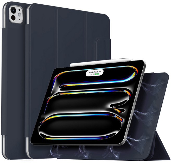 니하 아이패드 마그네틱 폴리오 애플펜슬 수납 케이스, 스틸그레이