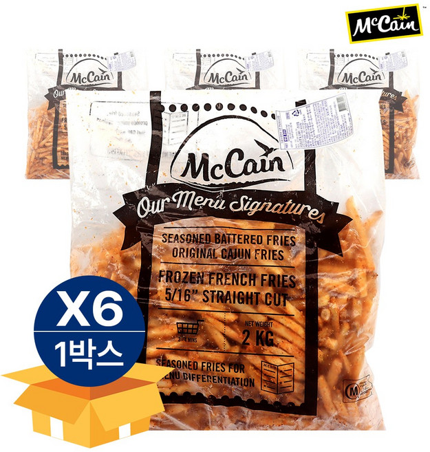 맥케인 케이준 후라이 감자튀김 양념감자 2kg X 6봉, 6개