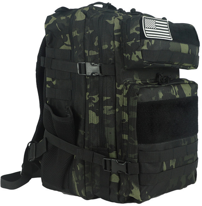 戶外戰術雙肩包 900D加密牛津布 大容量, 黑CP45L