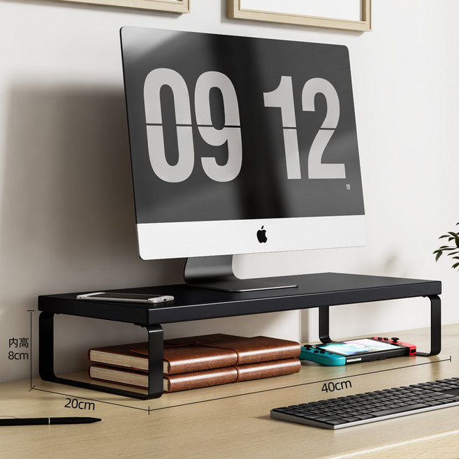 직장인 필수템 모니터 스탠드 / 데스크 정리대 받침대 길이 40cm 높이 2종, 블랙+블랙 9.5cm