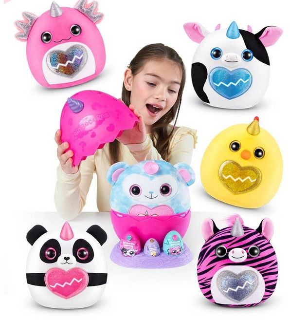 레인보우콘 에그자니아 미니마니아 동물 곰 토끼 유니콘 강아지 애착 봉제 인형 장난감, 1개