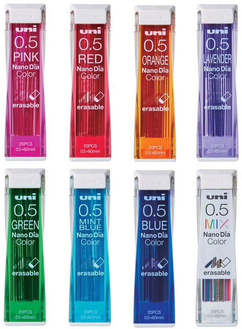 유니 나노다이아 컬러 샤프심 0.5mm (8색상) 색깔 문구 필기 사무 학생 수업 용품 도구, 블루