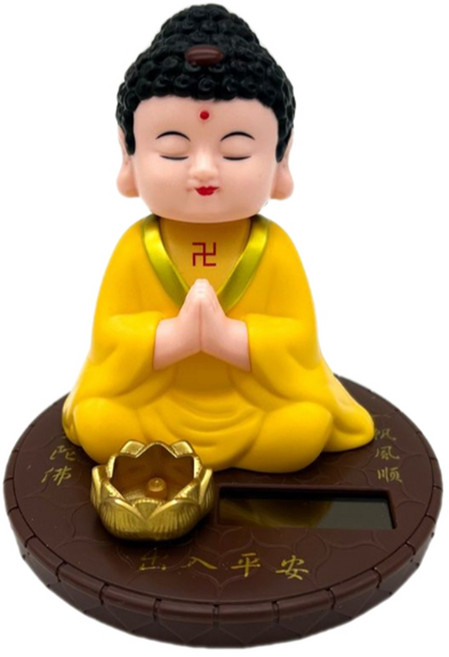 태양광 끄덕이는 부처님 인형 자동차 불교 장식품, 1개