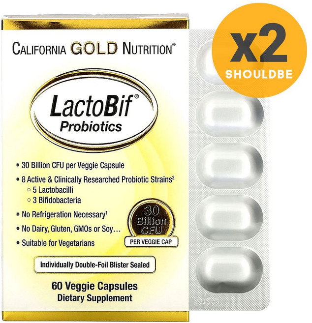 California Gold Nutrition LactoBif Probiotics 60정, 2개