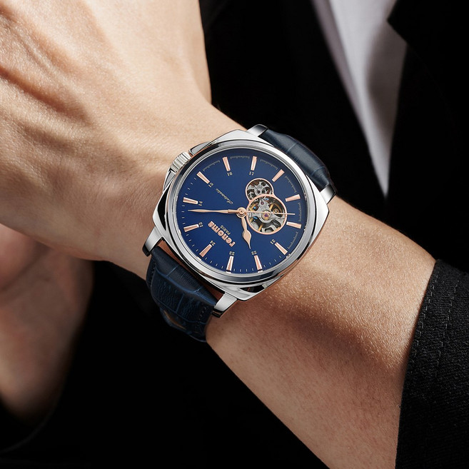 renoma 레노마 25SS 오픈하트 오토매틱 남성 가죽시계 RE2501RM