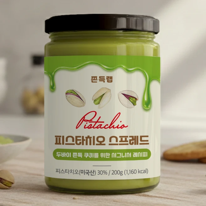 쫀득랩 피스타치오 스프레드 국내 제조 두바이 쫀득 쿠키 전용, 200g, 1개 - 쿠팡