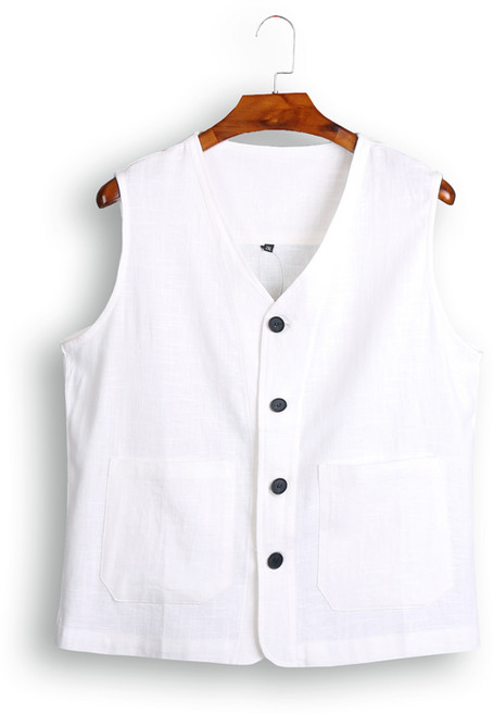 남자 여름 린넨 느슨한 조끼 복고풍 면 린넨 조끼 M-5XL 뉴타임즈 M811X600