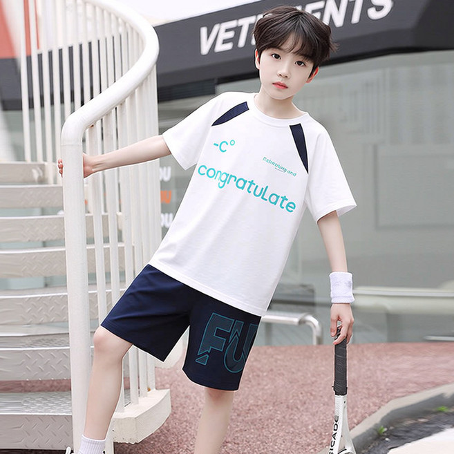 여름 주니어 주니어 쿨링 기능성 반팔 반바지 세트 초등학생 트레이닝 운동복