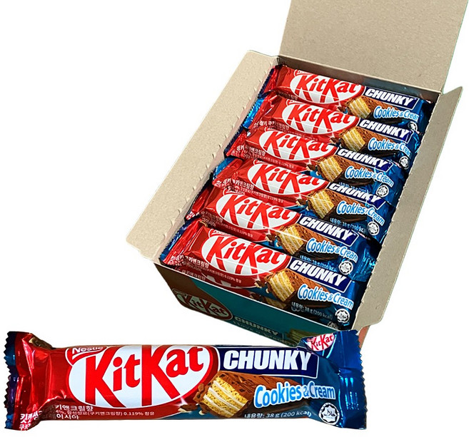 네슬레 킷캣 청키 쿠키앤크림 초코바, 38g, 48개