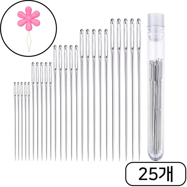 영바이브 가정용 실꿰기 바늘 세트, 25개, 실버