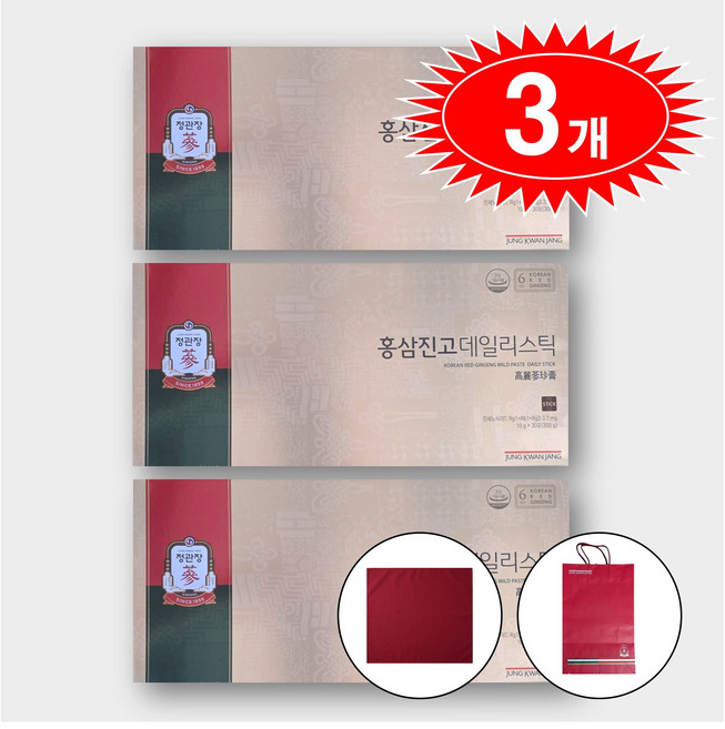 6위 - 정관장 6년근 홍삼정 홍삼진고 스틱 홍삼 데일리 30세트+쇼핑백 가정의달 추석 명절 부모님 선물세트(보자기포