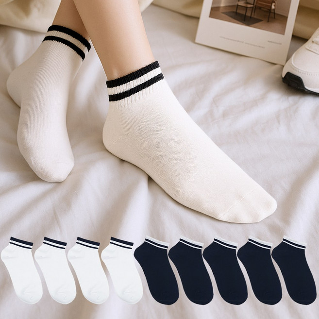 본베이직 여성 국산 스트라이프 단목 발목 양말
