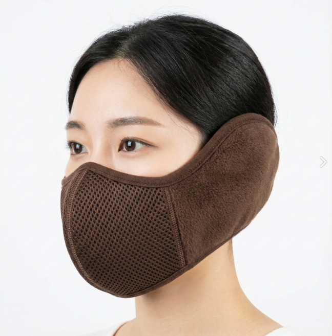 콘티 귀마개 마스크 방한마스크 낚시 골프 자전거 운동용 겨울 등산, 브라운, 1개