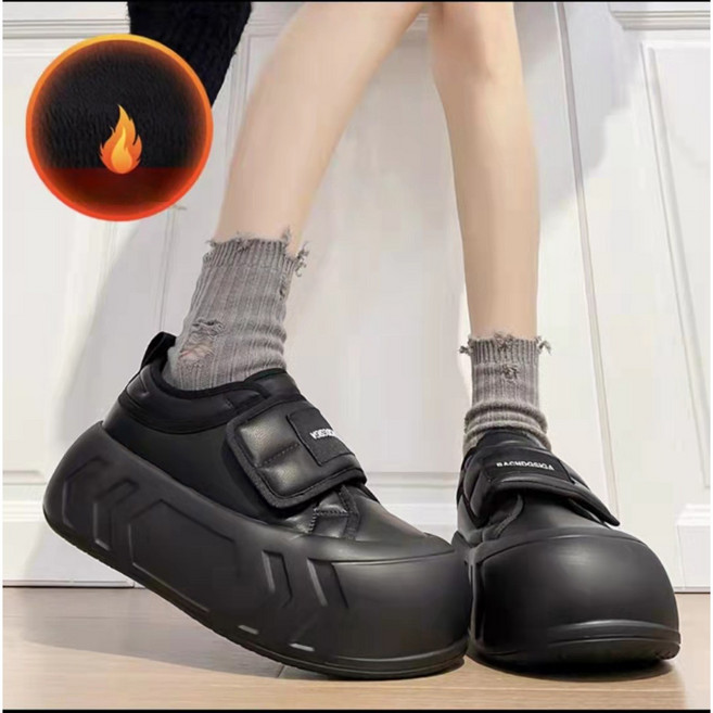 YUANYI 여성 보드화 슬립온 가을 겨울 기모 운동화 키높이 로퍼