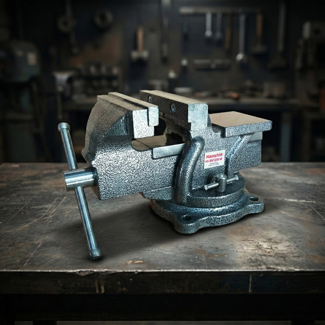 한신 125mm 드릴바이스 HS-BV125D 5인치 볼반 탁상 작업대 만력기 고정 클램프