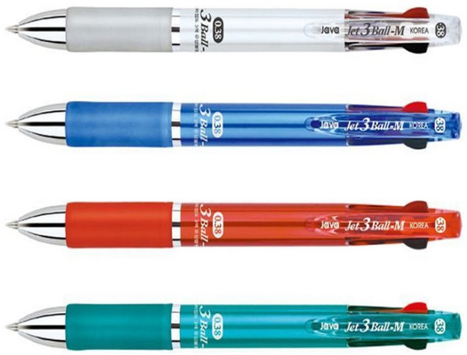 딜리고 자바 초저점도 3색 유성볼펜 제트 3볼 0.38mm M 12개 세트 문구 행사용볼펜 필기감좋은볼펜, 화이트 M 12개 세트