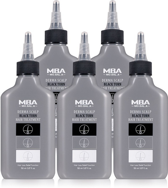MBA 탈모완화 탈모기능성 손상모 집중케어 모발아 더마 스칼프 블랙턴 헤어 트리트먼트 150ml, 5개